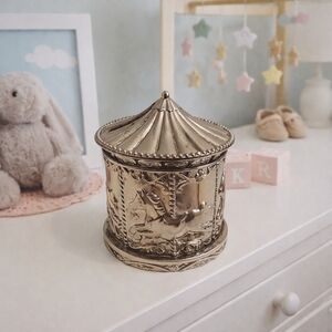 Charming Vintage Baby Gift Carousel Silverplated Coinbank
